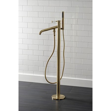 Kingston Brass KS8137DPL Freestanding Tub Faucet with Hand Shower, Brushed Brass KS8137DPL